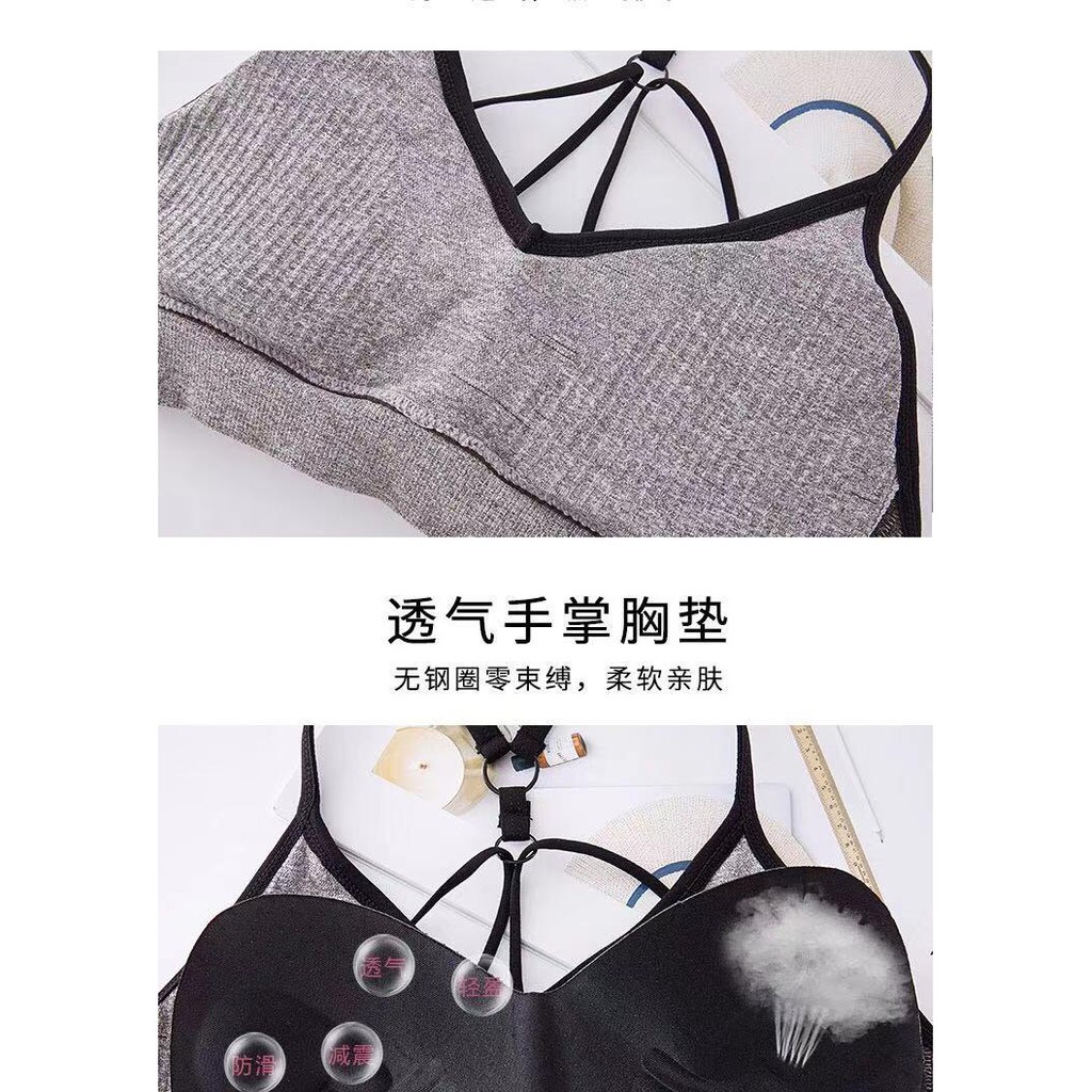 Bra Sport Push Up Langxianger Tanpa Kawat / Bra Seamless Tanpa Kawat Motif Tulisan Langxianger