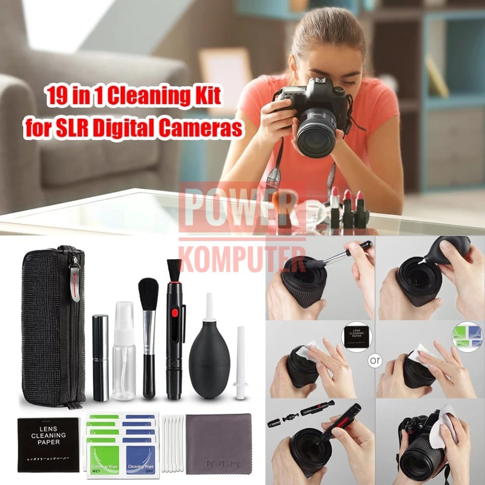 19Pcs Camera Cleaner Kit DSLR Lens Digital Camera Sensor Cleaning Kit for Sony Fujifilm Nikon Canon DV Cameras Clean Set 19 in 1