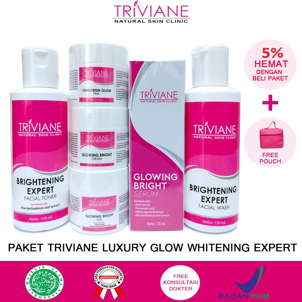 Paket Triviane LUXURY GLOW Whitening Expert Original / Paket Pencerah Super Lengkap isi 6 BPOM AMAN