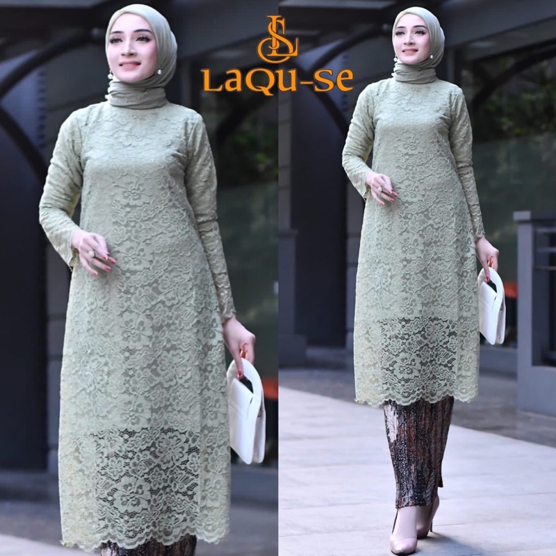 Set Kebaya Tunik Brukat Modern Simple Terbaru Dress Kondangan Wanita New Collection By Laquse_kebaya2