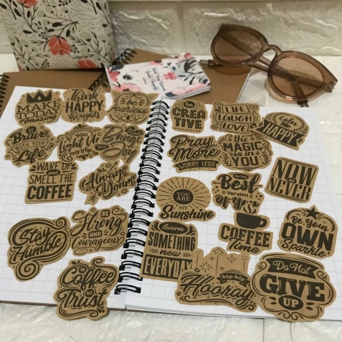 

Estudio 24pcs sticker pack stiker quotes motivasi kertas kraft