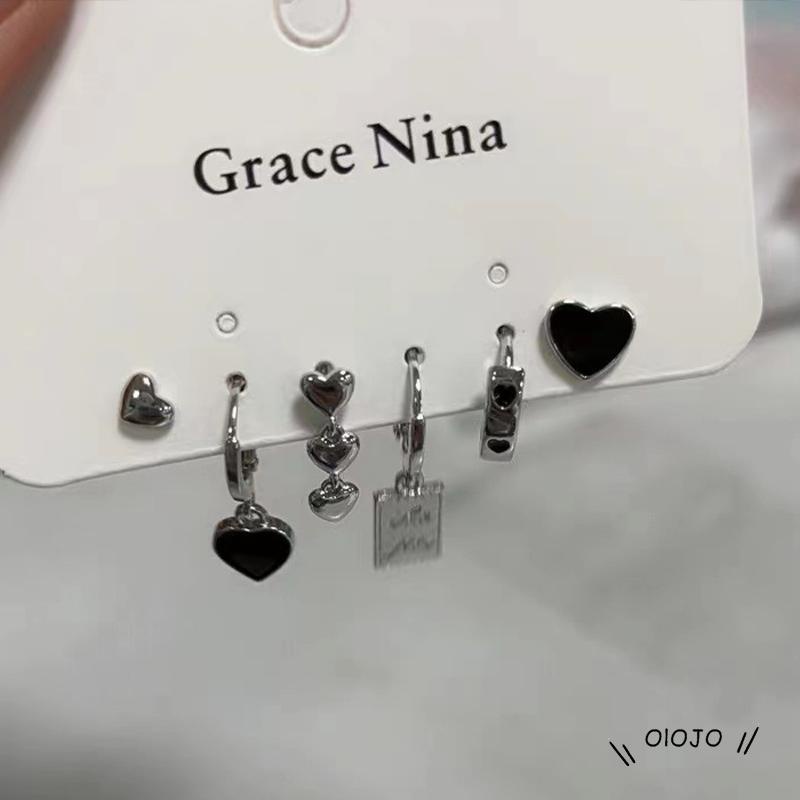 【COD】6pcs Anting Tusuk Silver Bentuk Hati Untuk Wanita ol2