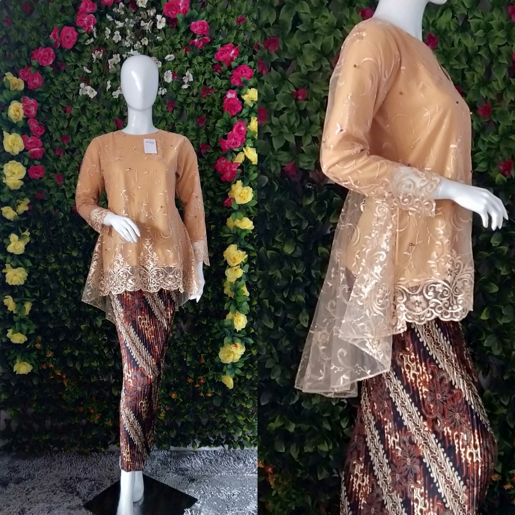 PROMO SET RINJANI PINQUIN TULLE MUTIARA BORDIR / STELAN KEBAYA PESTA CANTIK