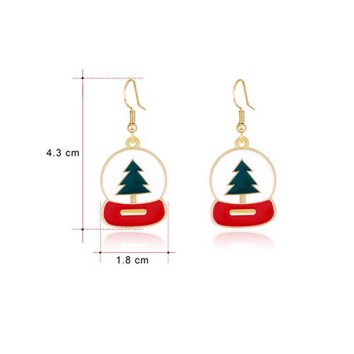 LRC Anting Gantung Fashion Color Dripping Christmas Tree Round Alloy Stud Earrings K97791