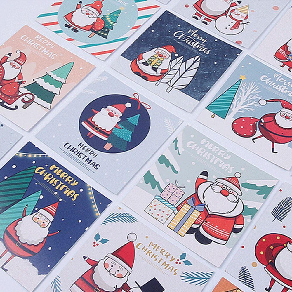 R-flower 30PCS Kartu Ucapan Merry Christmas Berkah Kreatif Xmas Perlengkapan Tahun Baru Mini Greeting Postcard