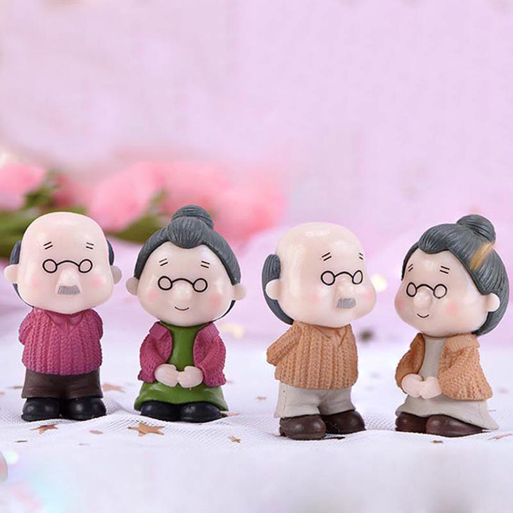 Mxbeauty 2 / 3pcs Miniatur Pasangan Kakek Nenek Untuk Dekorasi Rumah Boneka