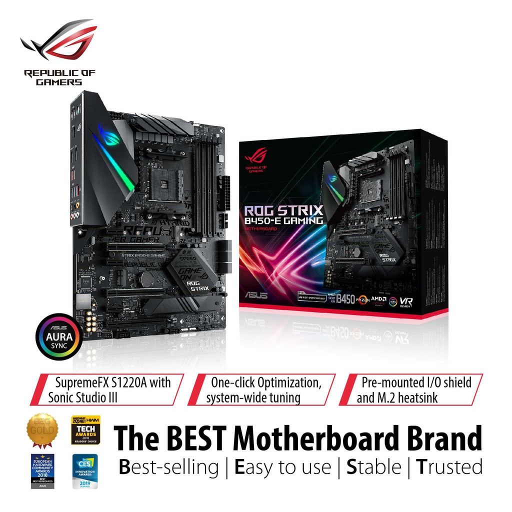 ASUS ROG STRIX B450-E GAMING AM4 DDR4 M.2 MOTHERBOARD AMD