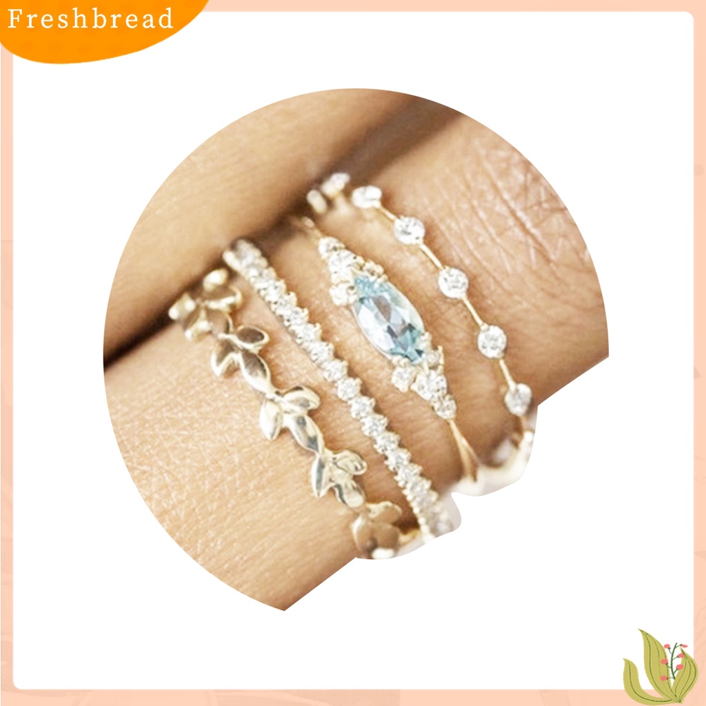 Terlaris 4Pcs/Set Women Rhinestone Ring Fashion Zircon Flower Alloy Circlet Jewelry Gift