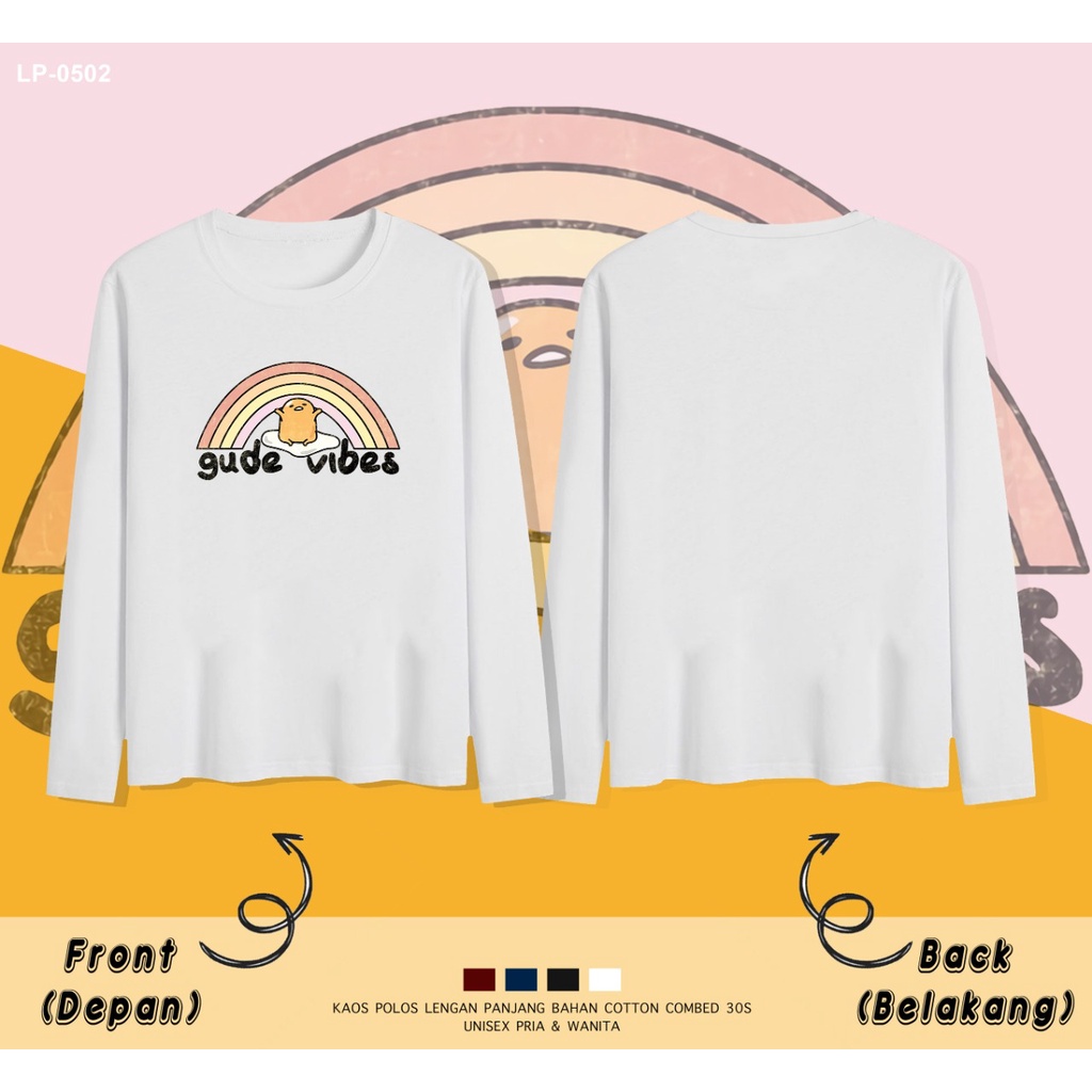 PAKAIAN KAOS LENGAN PANJANG WANITA / IMPORT / LP-0502 GUDE VIBES GUDETAMA