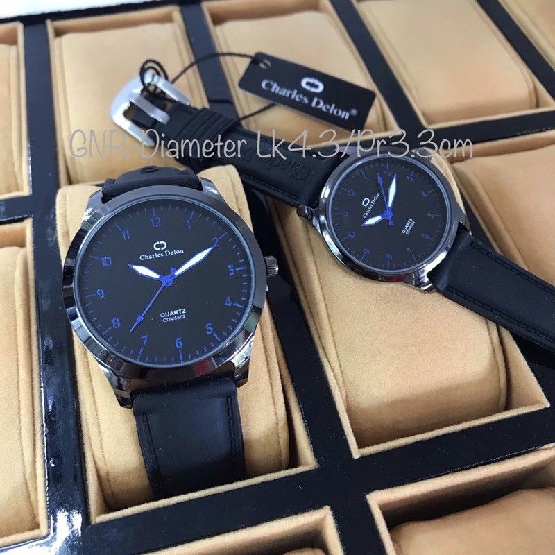 jam tangan couple charles delon original anti air sudah sepasang