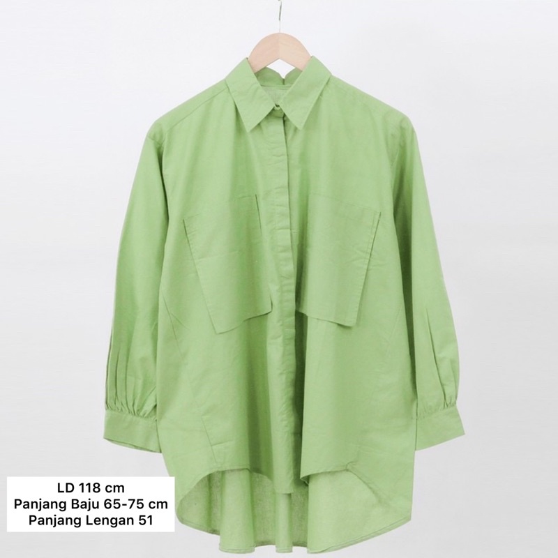 MONOCHROME OVERSIZE BLOUSE MOTIF - ATASAN RAYON FULL KANCING JUMBO / ATASAN RAYON KOMBINASI-KALIN SHIRT MINT
