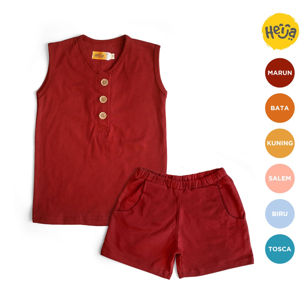 KAOS ANAK LENGAN BUNTUNG setelan baju rumah OZY MERAH MAROON MARUN 1-10 tahun