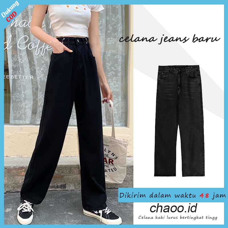 【Diskon Spesial】Pelangsing pinggang tinggi baru wanita celana panjang lurus longgar  wanita  loose jeans anak perempuan Korean style