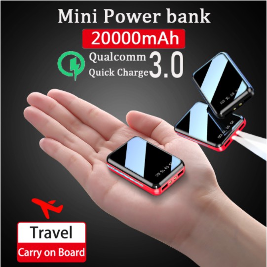 20000mAh Powerbank Mini Power Bank Mirror Screen Digital