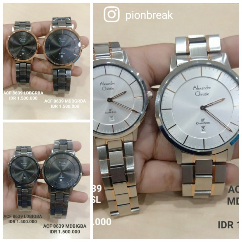 Jam Tangan Couple AC 8639 Rantai | Alexandre Christie AC8639 Original