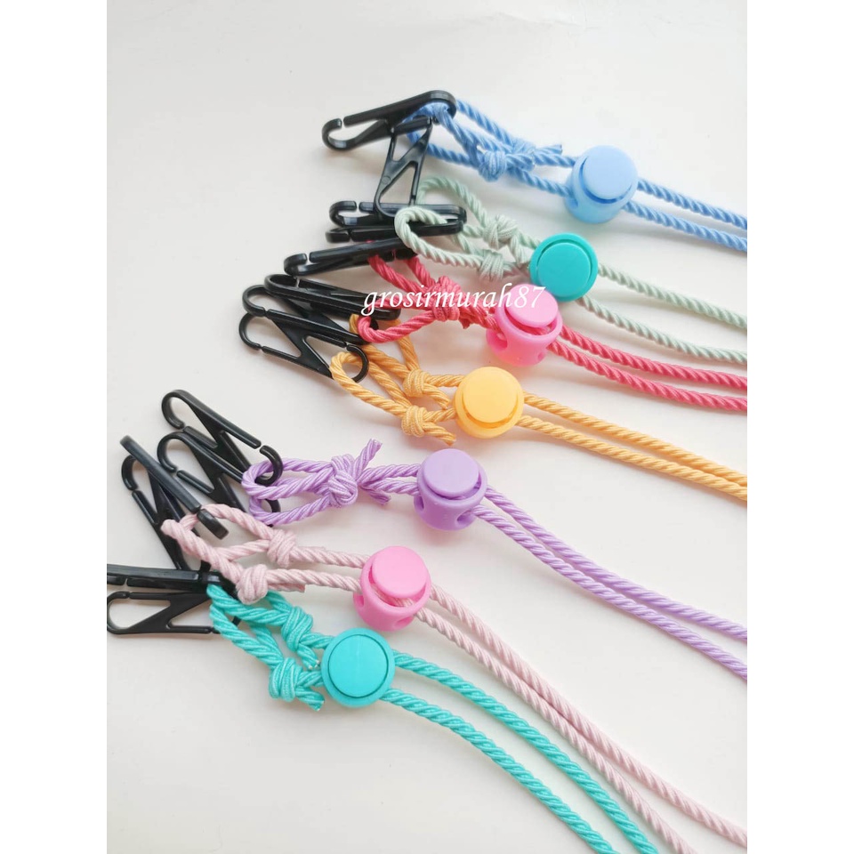 Tali masker anak dewasa 2 in 1 polos lanyard kalung masker elastis ready murah banyak warna