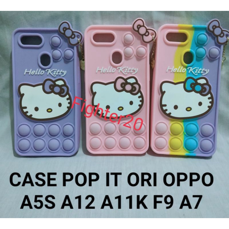 Case Oppo A3S A5S A12 A7 A11K F9 Kesing Hp Pop It Kartun Hello Kitty Softcase Lembut Rainbow Colour 