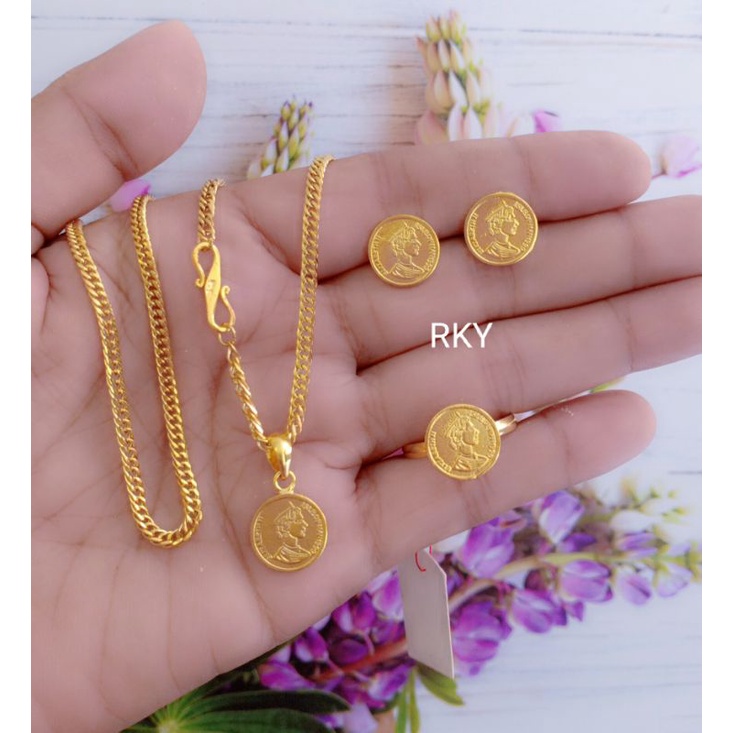 Set koin kuningan lapis emas