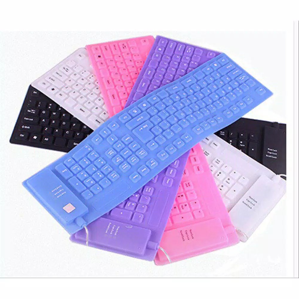 KEYBOARD FLEXIBLE LIPAT WATERPROFF KEYBOARD FLEKSIBEL KEYBOARD USB KARET UNTUK PC DAN LAPTOP