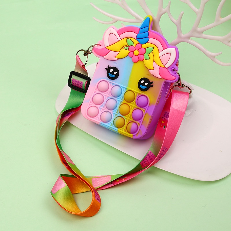 Tas Ransel Pop It Unicorn Rainbow Murah Anak Penghilang Stress Pop it