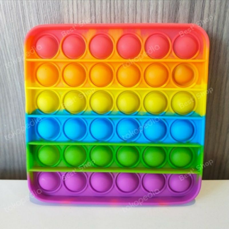 POP IT RAINBOW UKURAN JUMBO MAINAN FIDGET RELIEVE STRESS TOYS/MAINAN PENGHILANG STRES-PERSEGI