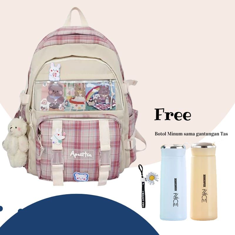 GTM Tas Ransel Backpack Style Korea Tas Sekolah Liontin