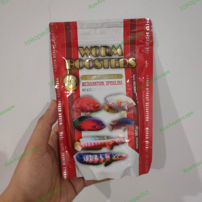 worm booster red merah 100gr big 4mm discus cichlid chana predator