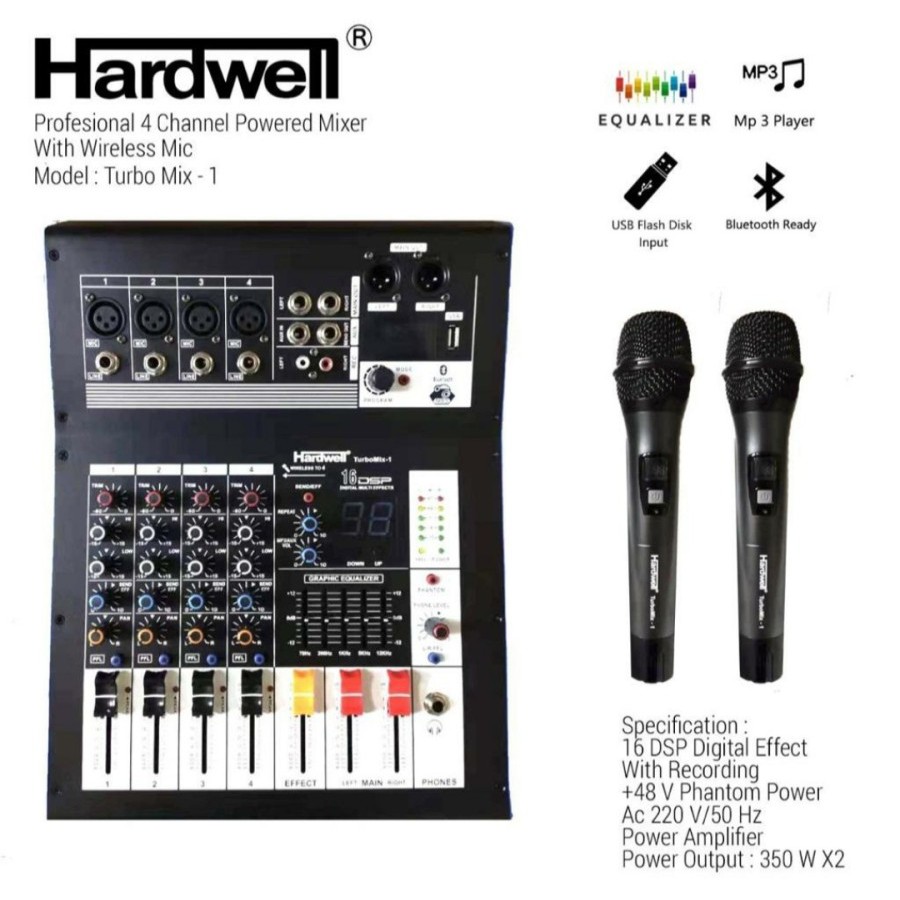 Mixer Audio Hardwell Turbo Mix 1 Turbo Mix1 Tubro- Mix1 Plus Mic