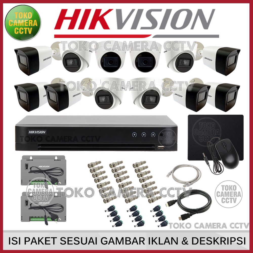 PAKET CCTV HIKVISION 8MP 16 CHANNEL 12 KAMERA