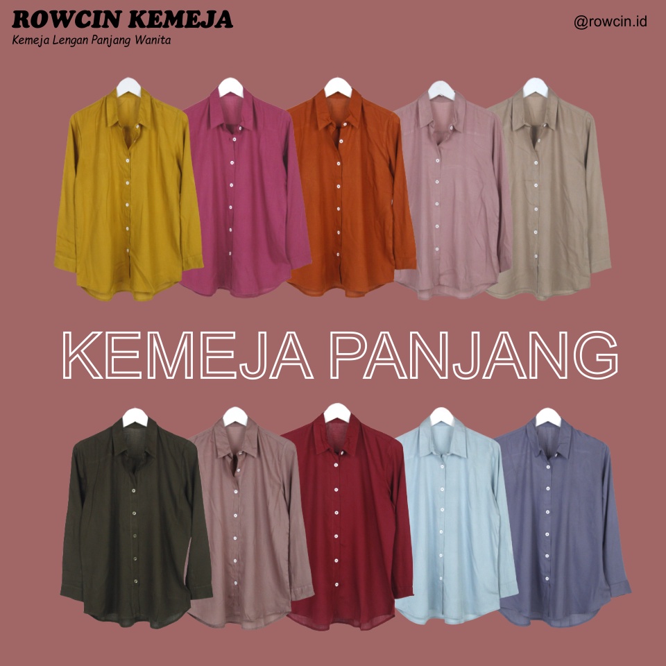 KEMEJA WANITA POLOS LENGAN PANJANG WANITA KATUN RAYON LONG SHIRT ORGANIK