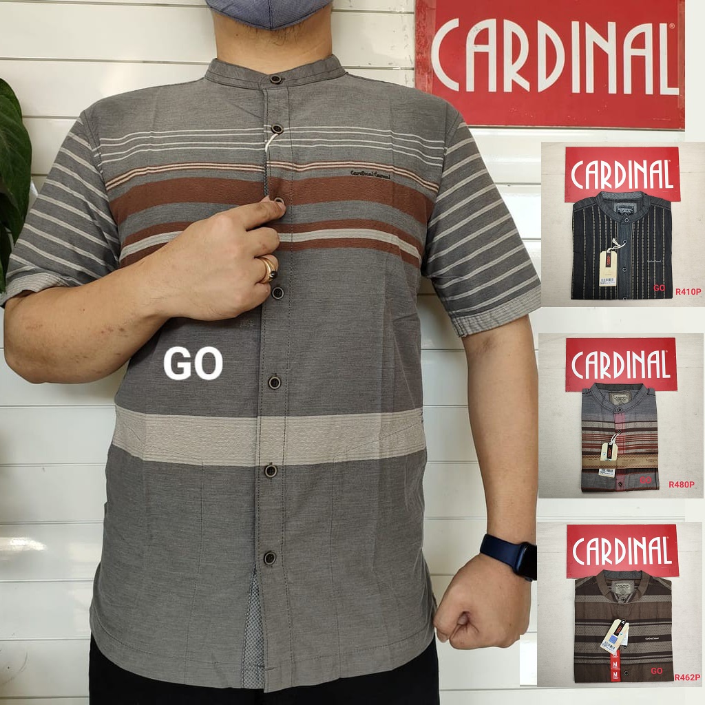 BB CARDINAL KEMEJA KOKO JUMBO,BIG SIZE Taqwa Baju Muslim Salur Lengan Pendek Kekinian Pakaian Pria Original