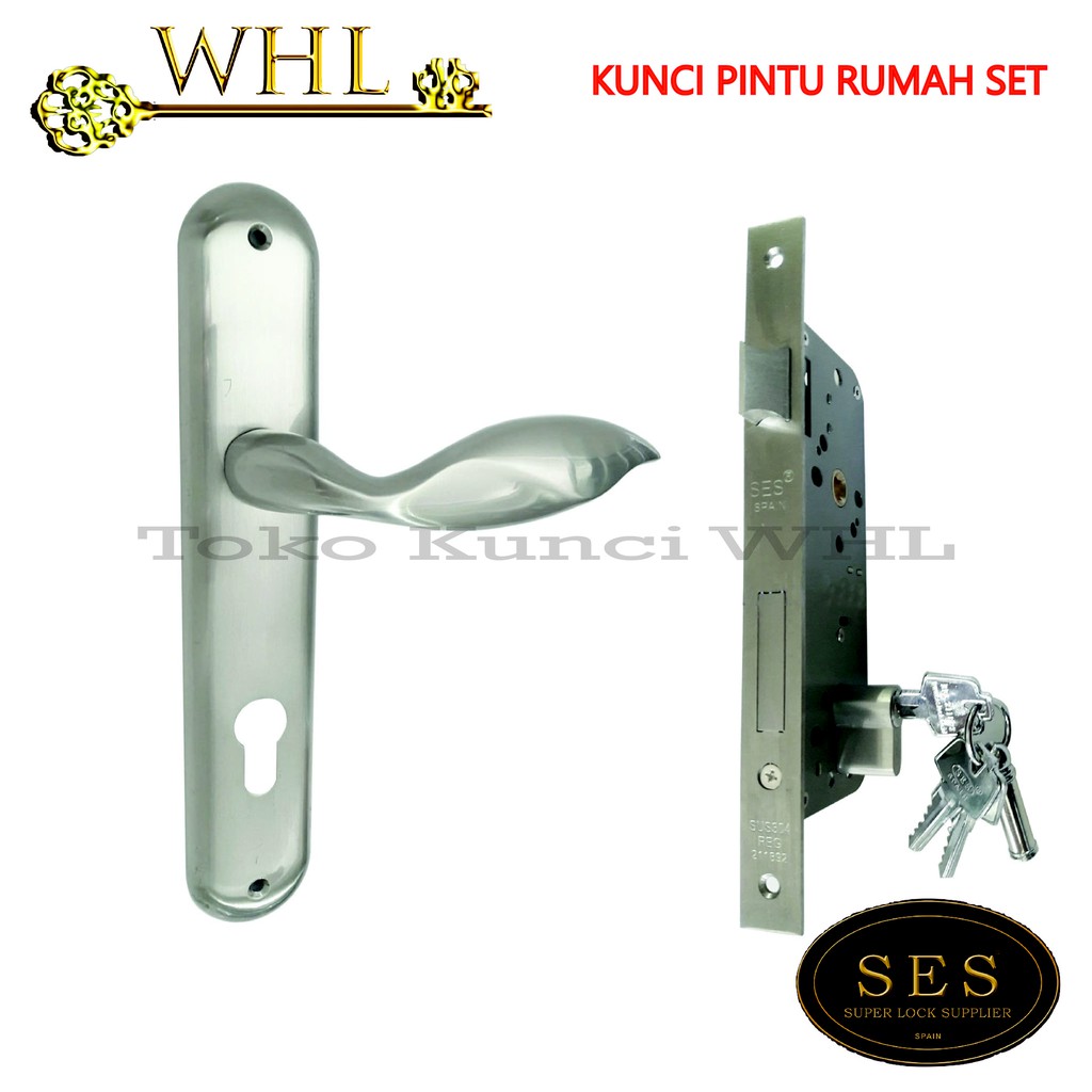 Kunci Pintu Rumah SES 166 Satin Nickel Spain | Handle Pintu/Gagang Pintu