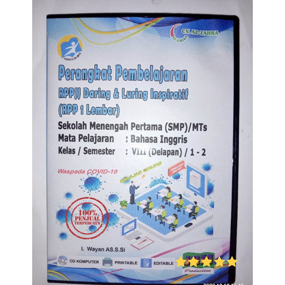 Cd Rpp Daring Pjj Dan Tatap Muka 1 Lembar Smp Mts Kelas 8 Viii Mapel Bahasa Inggris Revisi Terbaru Shopee Indonesia