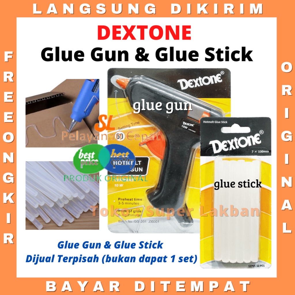 Lem Tembak Glue Gun Dextone 10W Awet Tahan Lama Cocok untuk Kerajinan Art and Craft di Sekolah