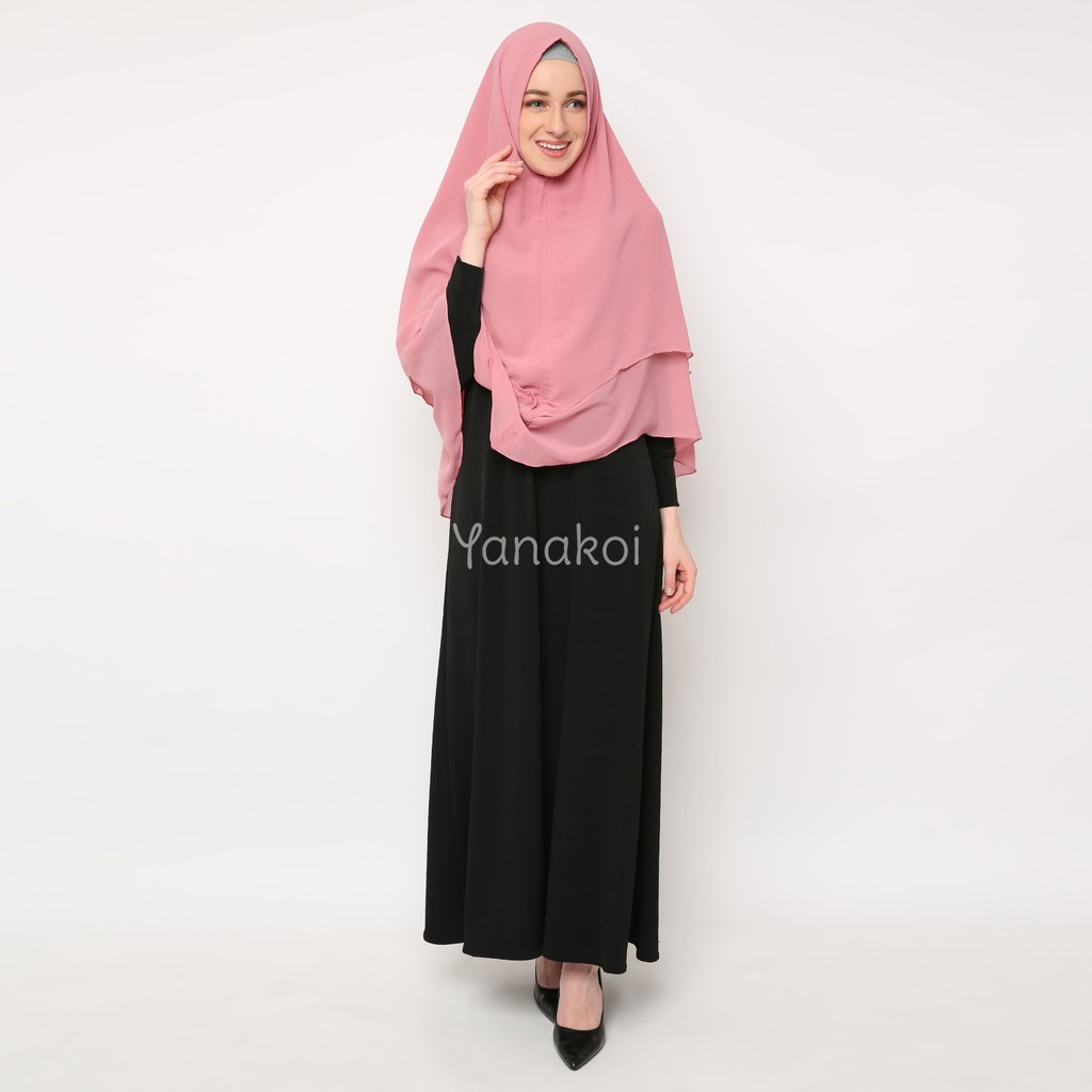 Jilbab Kerudung Khimar Syafa by Yanakoi Hijab Warna Pink Dusty