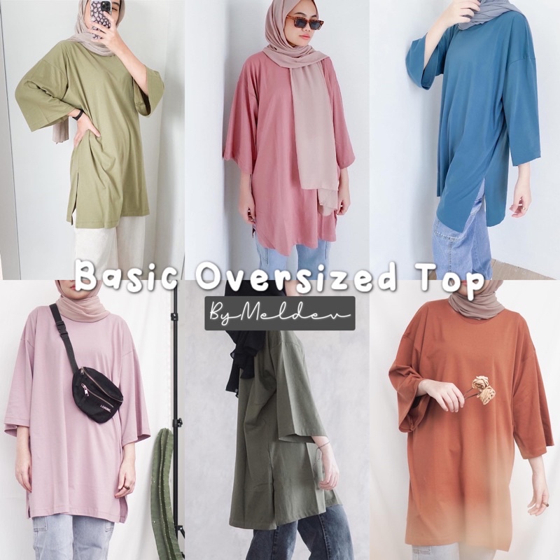 Bymeldev Basic Oversized Top Kaos Polos Busui NonBusui Hijab Friendly