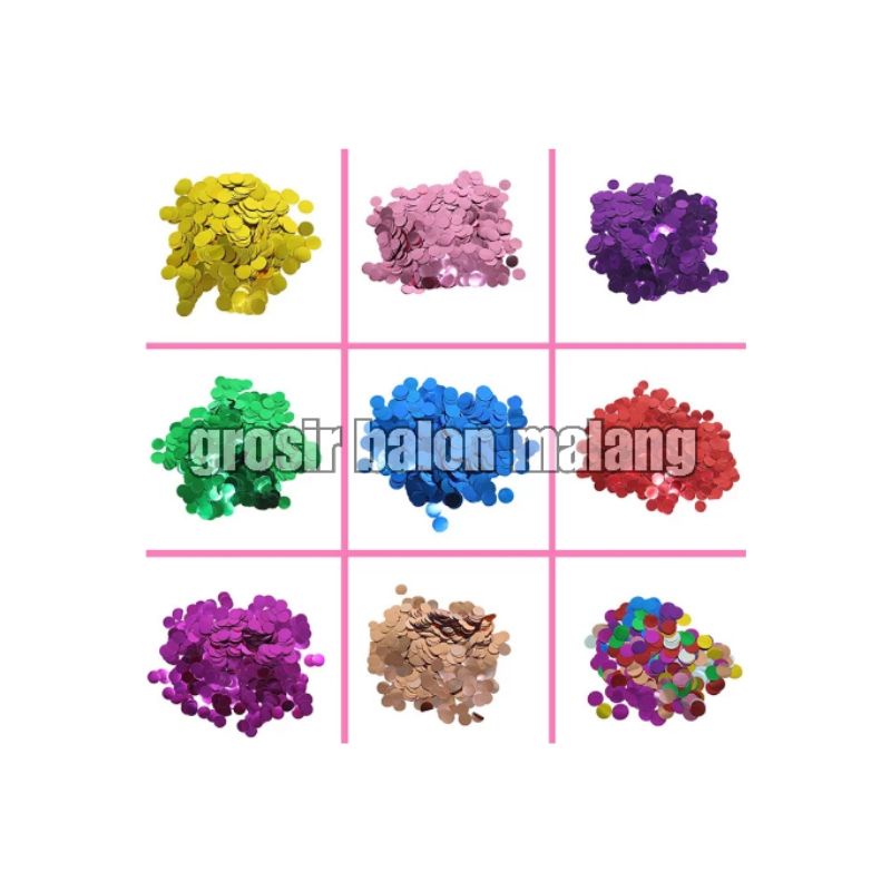 isi confetti bulat balon bening pvc 10gram