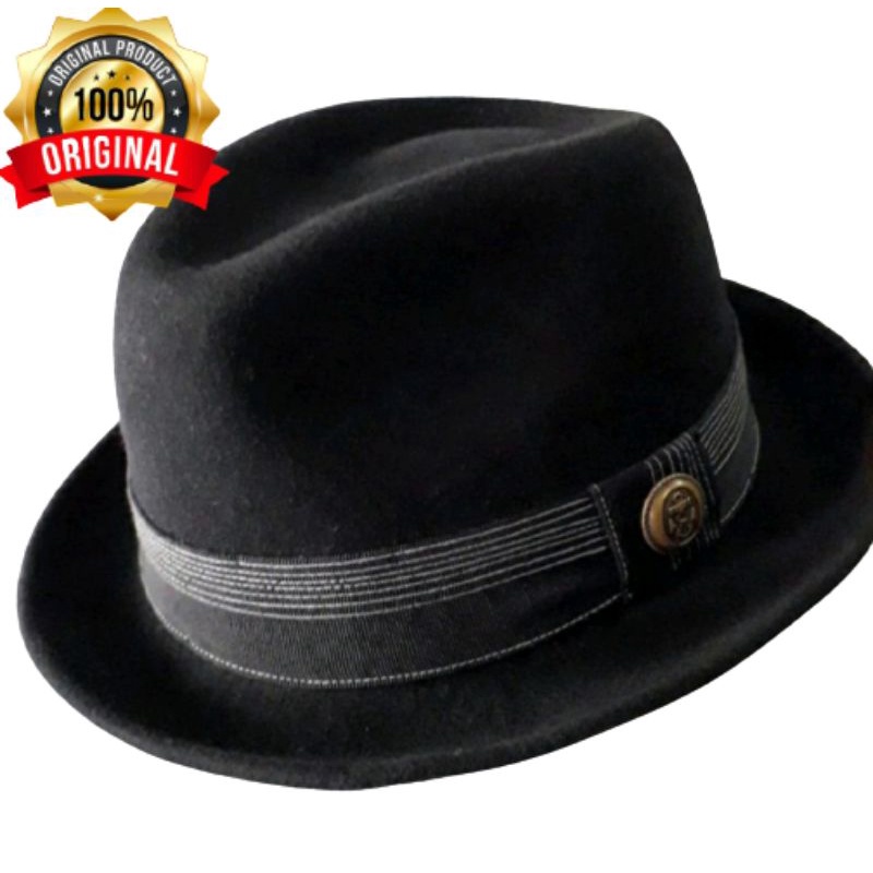 Topi Laken Fedora Model Klasik Topi Pria Bahan Kulit Topi Pria Original Merk The Rolling