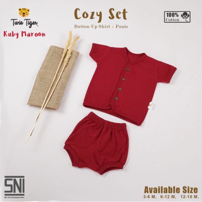 COZY SET Setelan Pendek TWIN TIGER SETELAN BAJU BAYI BAJU ANAK 3-18 BULAN Comfy earth series