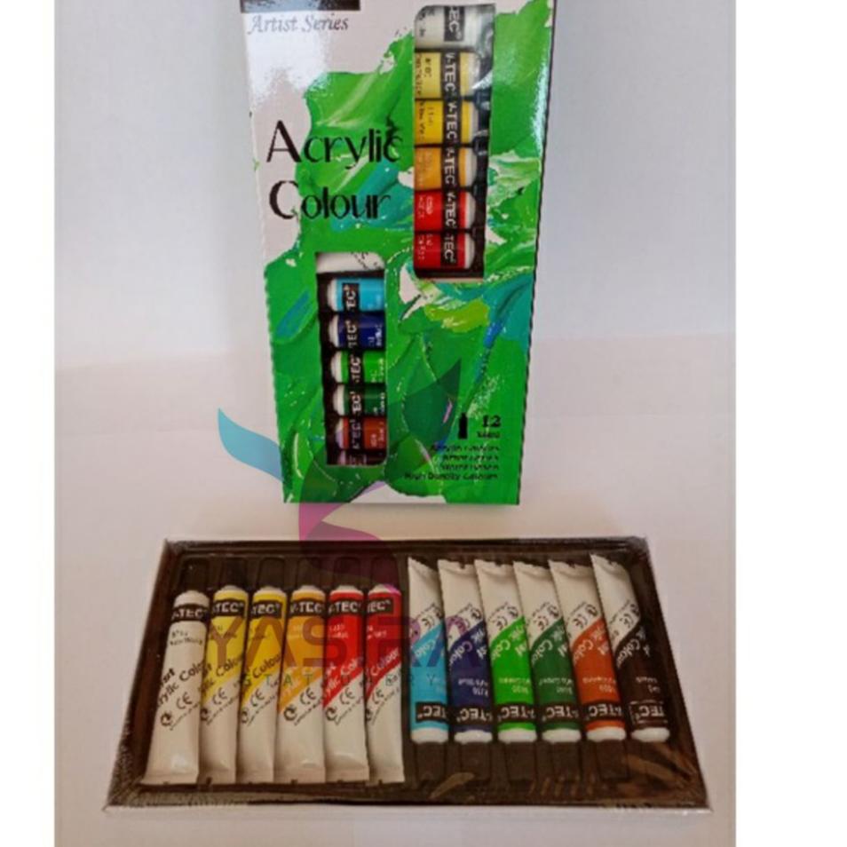 

(PALING DIMINATI) ( 180 Gram ) SATU SET 12 WARNA Cat Acrylic Cat Acrilic Cat Akrilik 6Ml V-tec Vtec 12 Warna