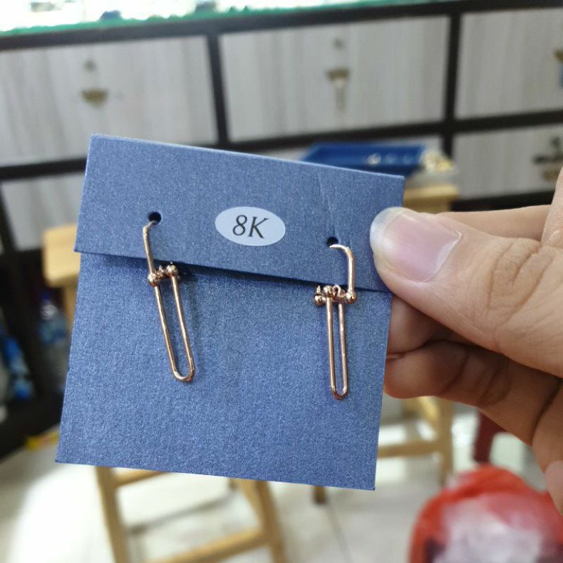 anting jepit panjang korean look emas rosegold