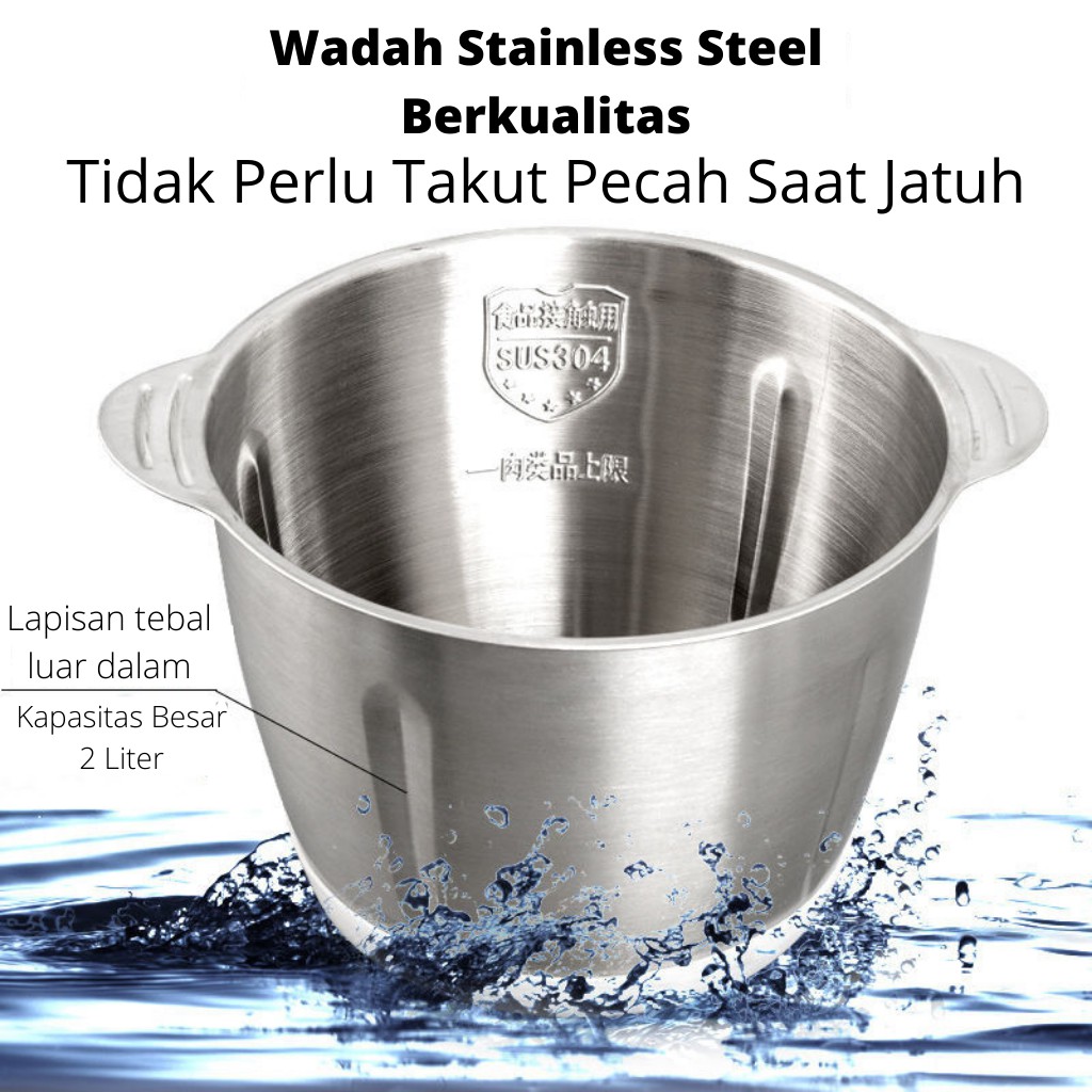 HARSMOND MESIN PENGGILING DAGING, SAYUR &amp; BUAH HARS-31 PREMIUM KAPASITAS 2 LITER STAINLESS STEEL