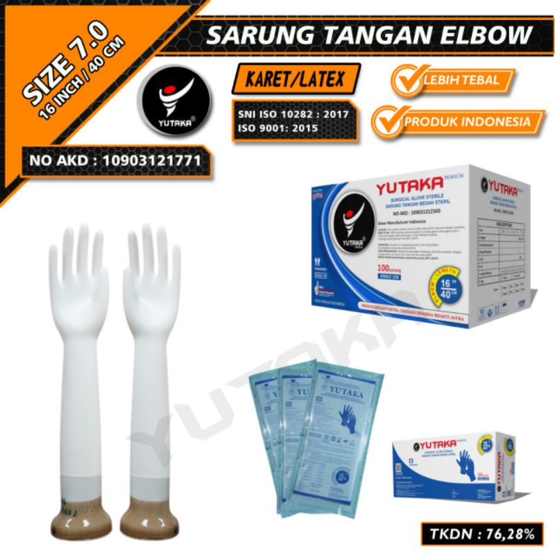 SARUNG TANGAN ELBOW STERIL/SARUNG TANGAN SURGICAL/SARUNG TANGAN LATEX PANJANG 40 CM SIZE 7.0