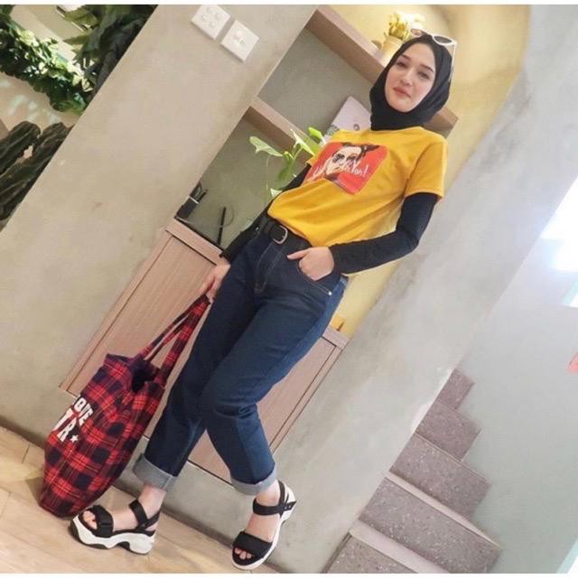 PREMIUM CELANA WANITA PLAIN BOYFRIEND JEANS PUSATGROSIR_SOLO/ CELANA JEANS PREMIUM