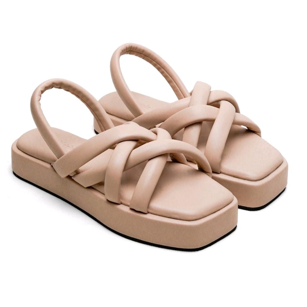 ARMY - Sendal Platform Tali Sandal Wanita Kekinian Mocha Hitam Putih Coklat Cream Pink