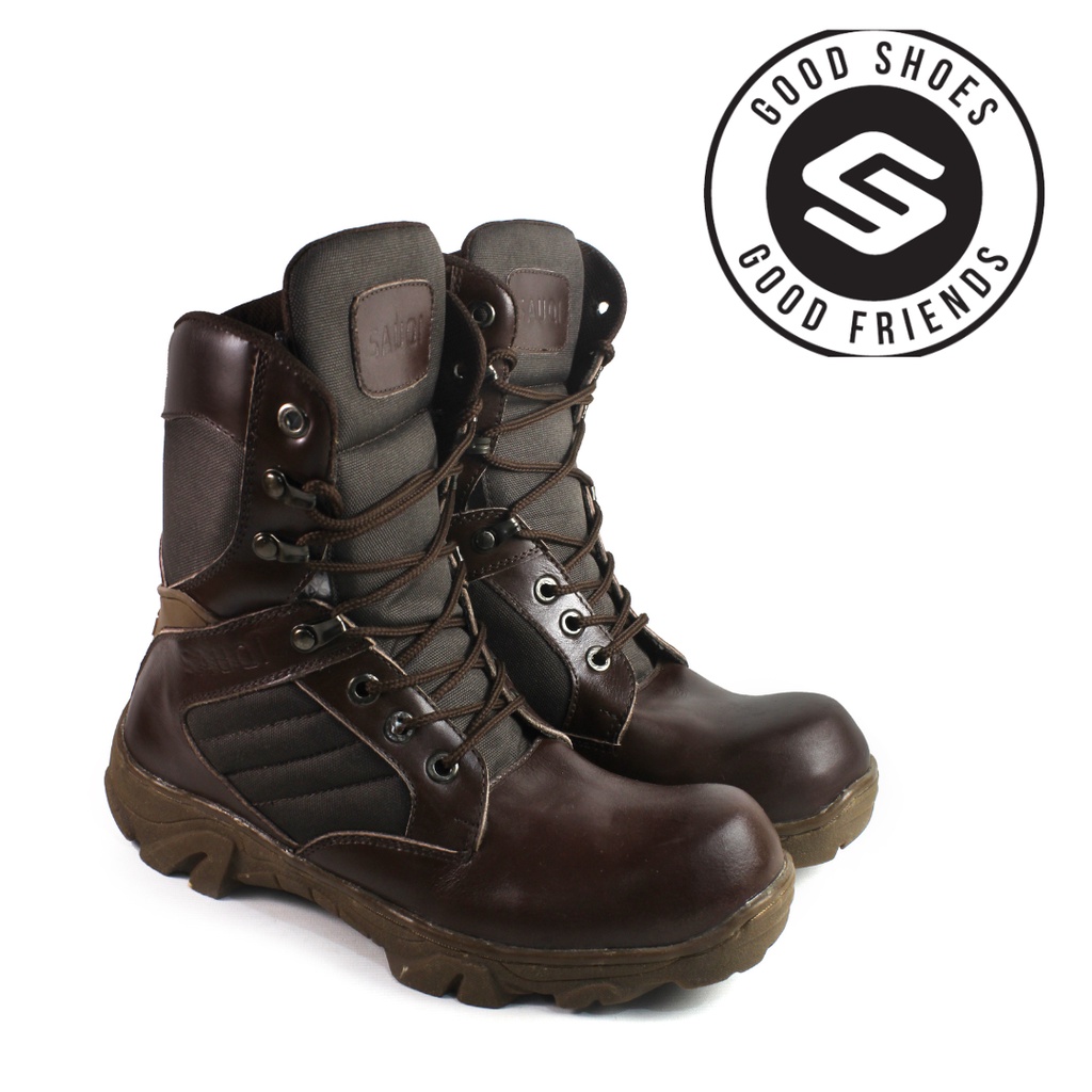 SEPATU SAFETY BOOTS PRIA SAUQI GURUN TOURING BIKERS SEPATU MURAH KULIT ASLI