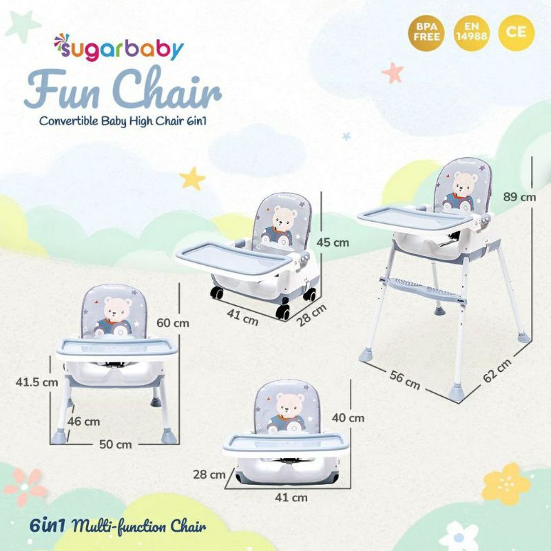 Kursi Makan Bayi Sugar baby My Chair / K-Chair K Chair Klassic / Fun Chair / 4IN1 Sit On Me / Hello Bear Folded Booster &amp; Chair Kursi Bayi Sugarbaby