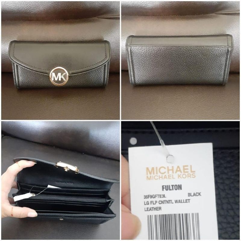 mk fulton flap wallet black original