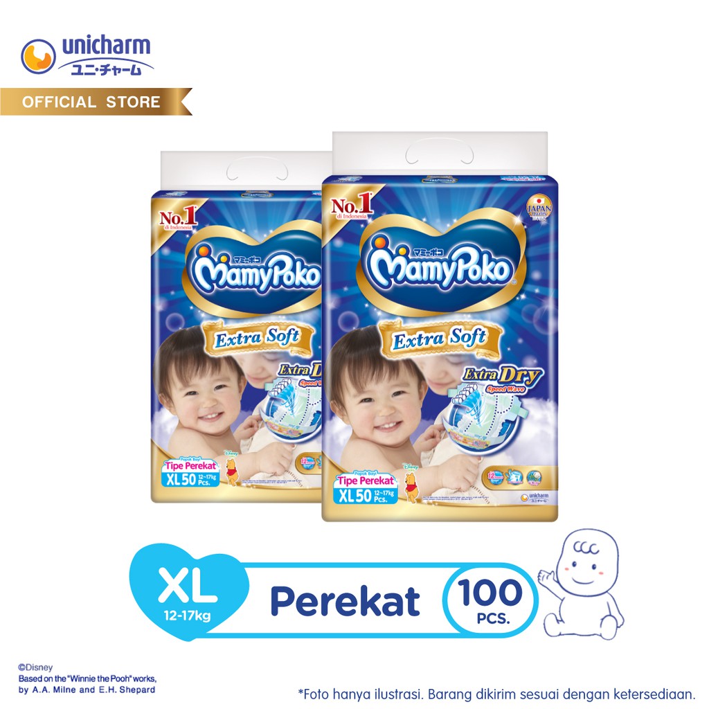 MamyPoko Extra Soft - XL 50 - Popok Perekat - 2 Packs