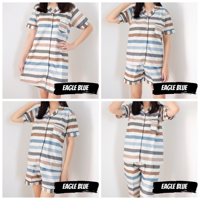 PIYAMA WANITA MOTIF KOTAK SALUR / PAJAMAS Biru Pink Merah Baju Tidur / BAJU TIDUR Wanita / EAGLE